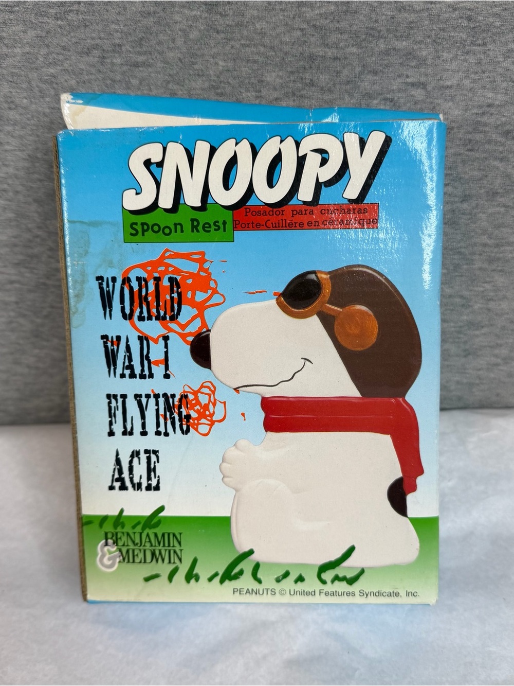 Snoopy World War I Flying Ace Spoon Rest - Blue & White 1994 vintage